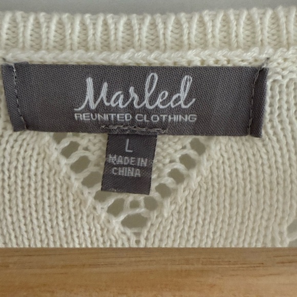 Marled Ivory Chevron Knit Tank Top - Picture 2 of 4